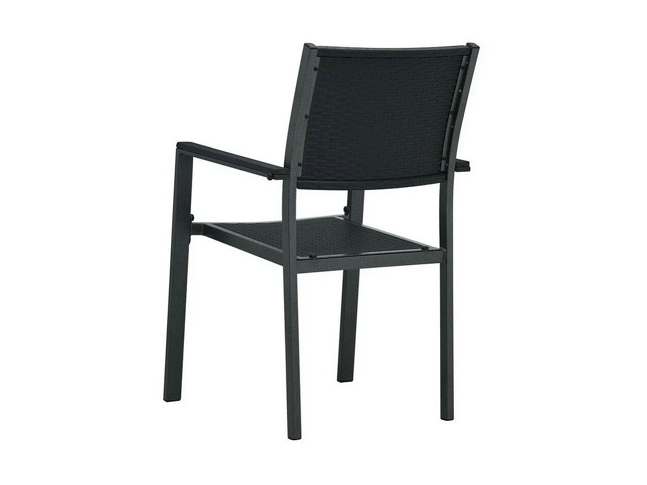 Chaise de jardin plastique et métal noir Dihar - Lot de 4