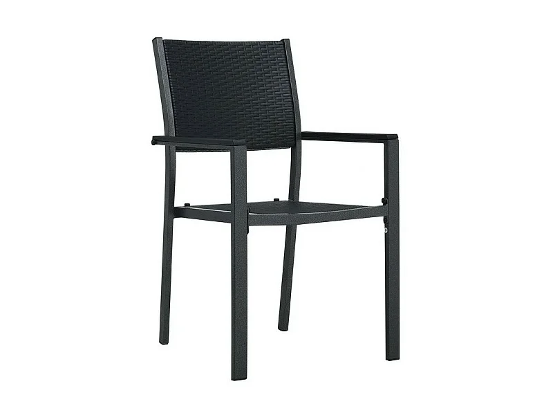 Chaise de jardin plastique et métal noir Dihar - Lot de 4