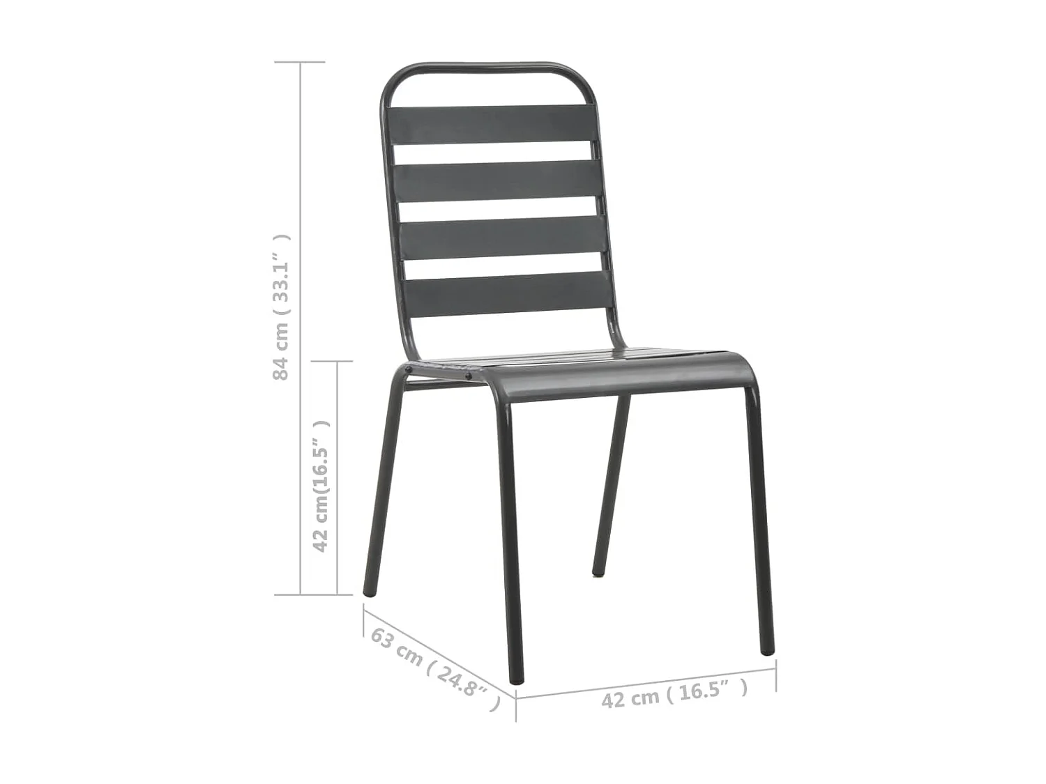 Chaises d'extérieur 4 pcs Design à lattes Acier Gris foncé