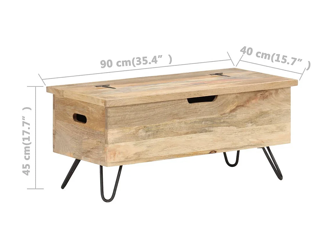 Coffre 90x40x45 Bois solide de manguier