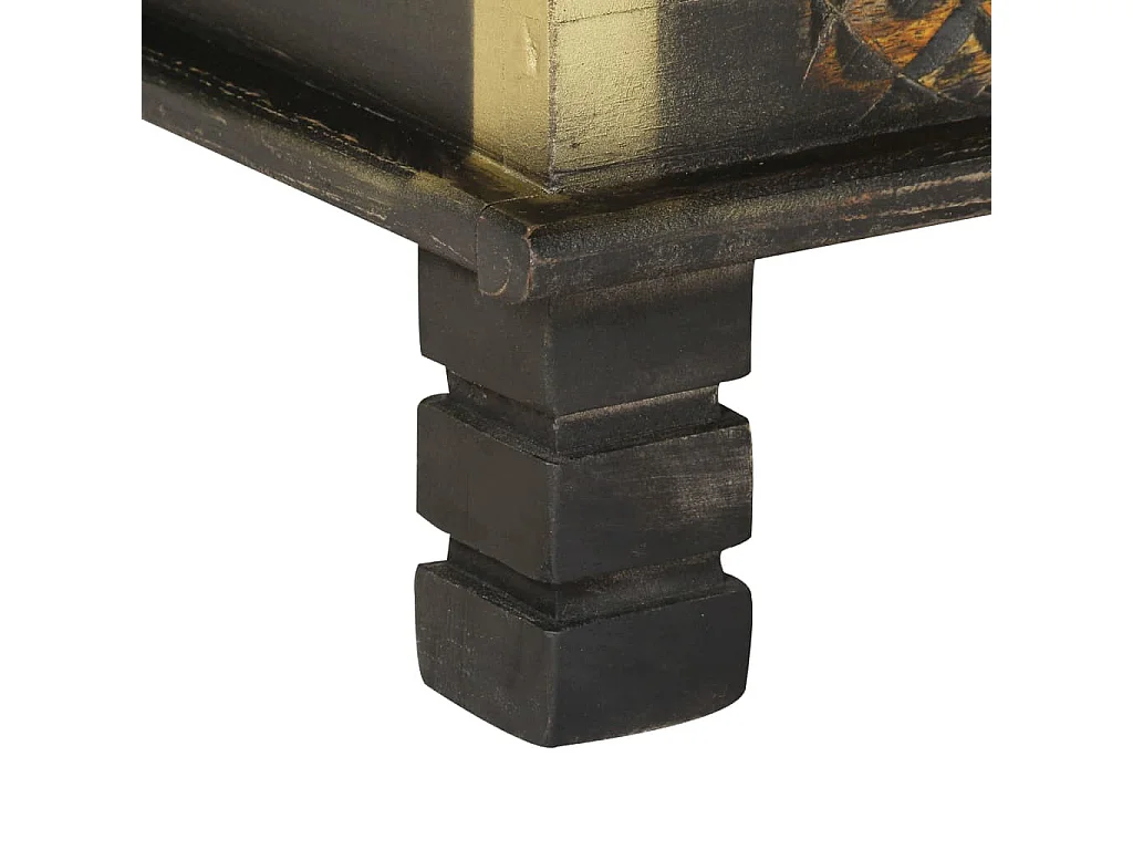 Coffre de rangement Noir 80x40x45 Bois de manguier massif