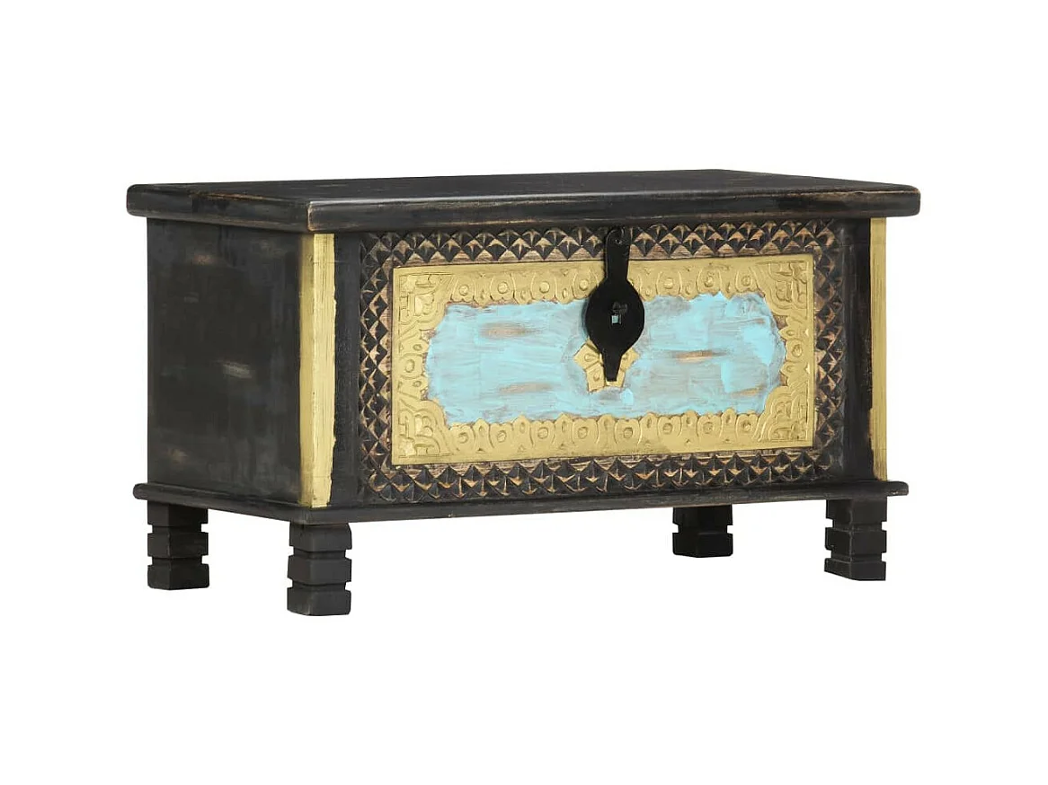 Coffre de rangement Noir 80x40x45 Bois de manguier massif
