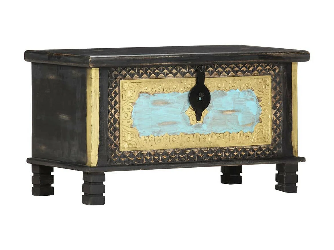 Coffre de rangement Noir 80x40x45 Bois de manguier massif