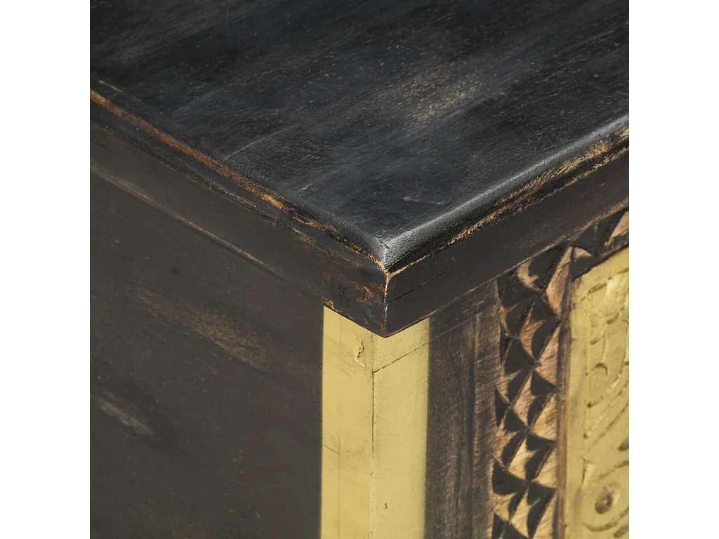 Coffre de rangement Noir 80x40x45 Bois de manguier massif