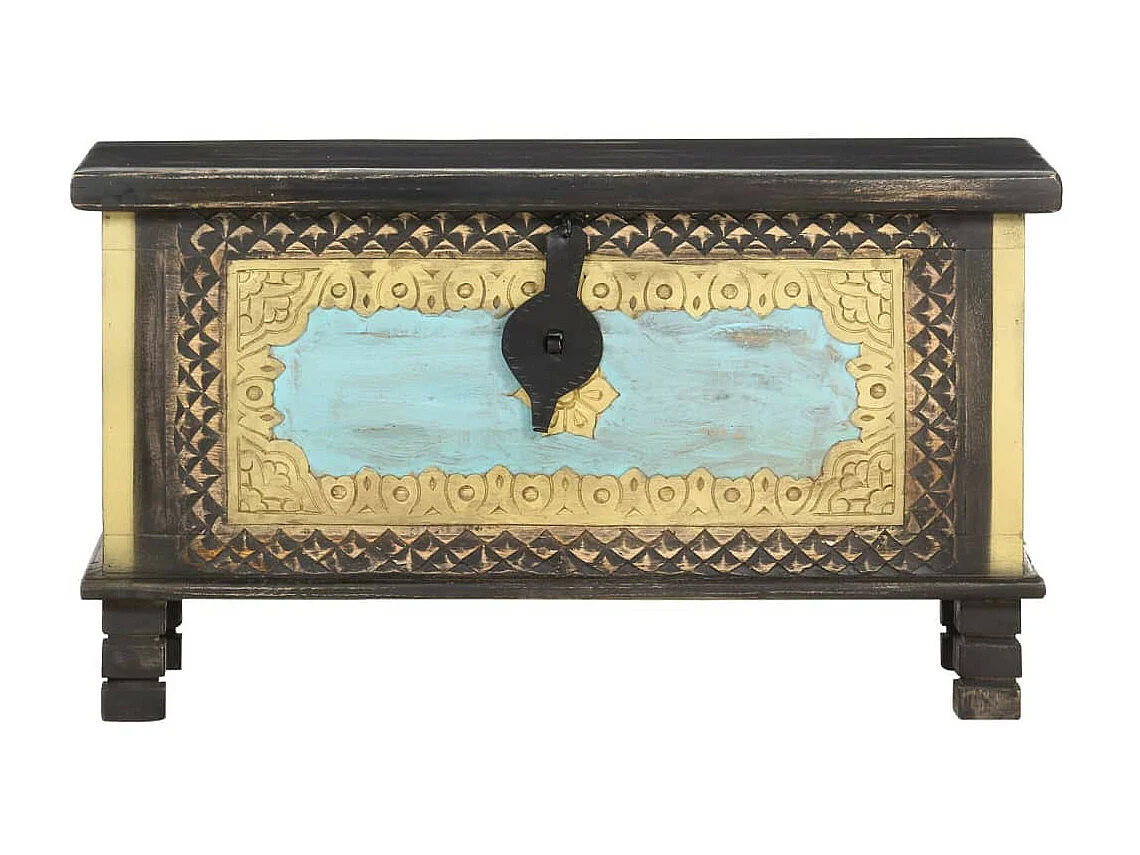 Coffre de rangement Noir 80x40x45 Bois de manguier massif