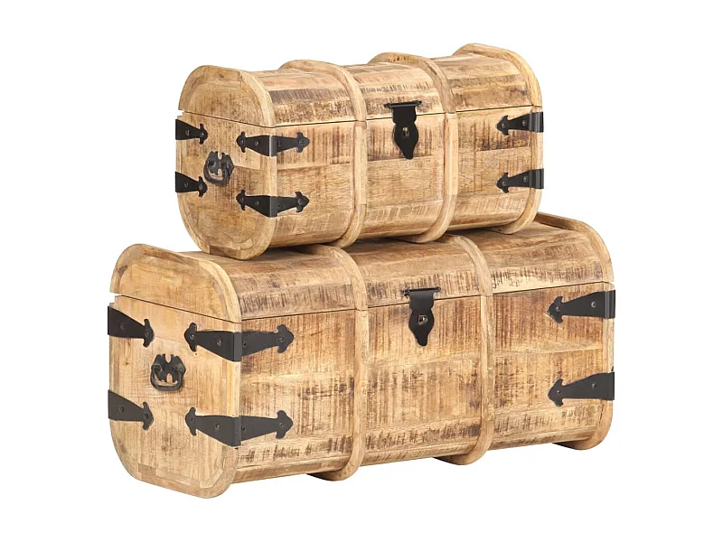 Coffres de rangement 2 pcs Bois de manguier massif