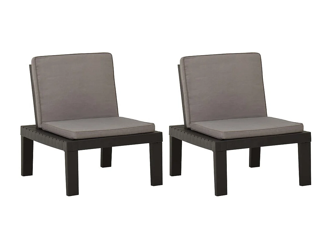 Chaises de salon de jardin avec coussins 2 pcs Plastique Gris