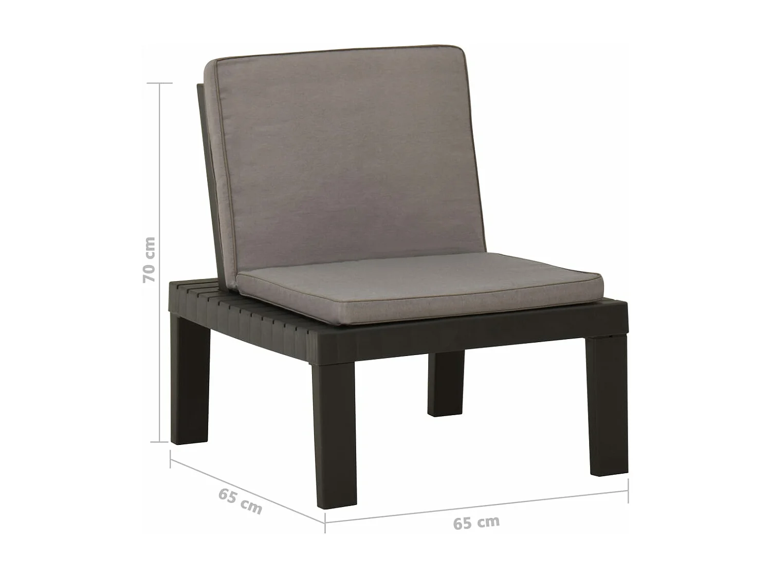 Chaises de salon de jardin avec coussins 2 pcs Plastique Gris