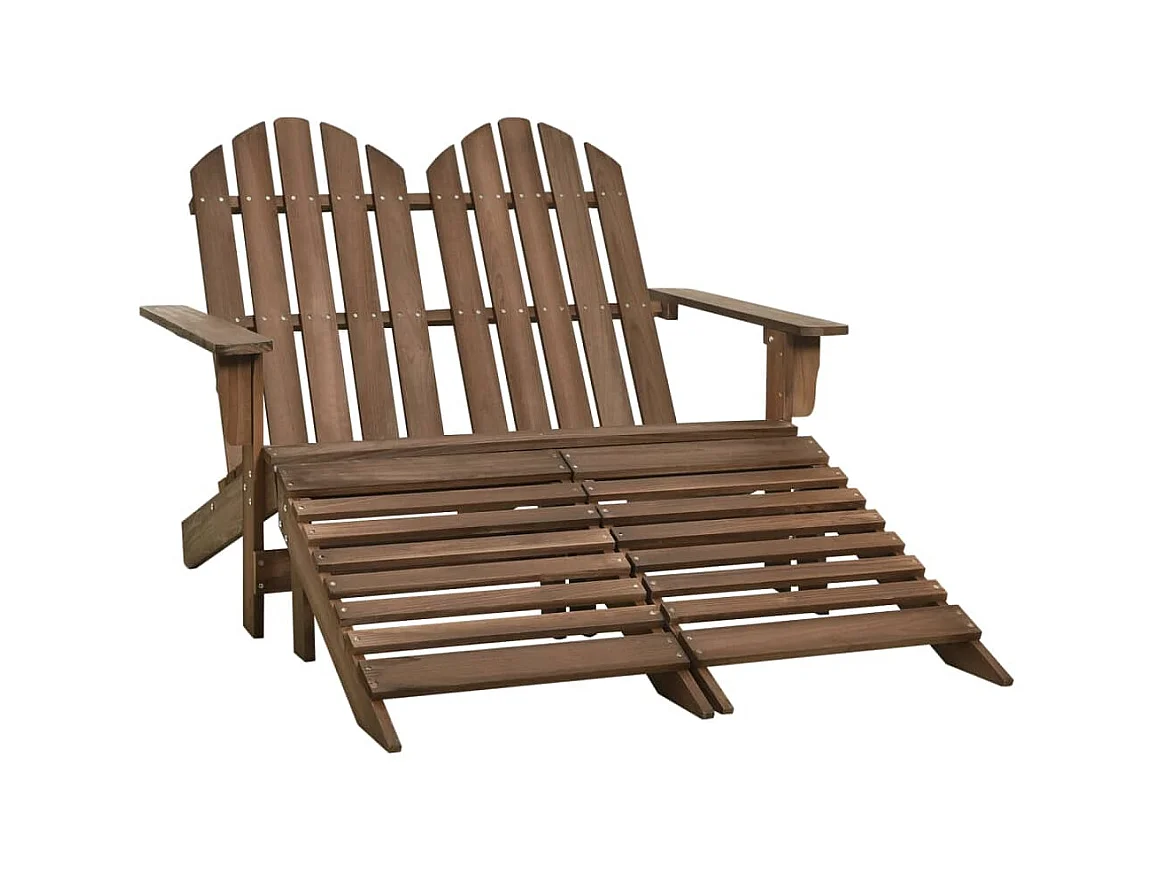 Chaise de jardin Adirondack 2places et repose-pied Sapin Marron