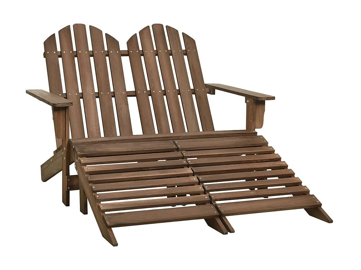 Chaise de jardin Adirondack 2places et repose-pied Sapin Marron