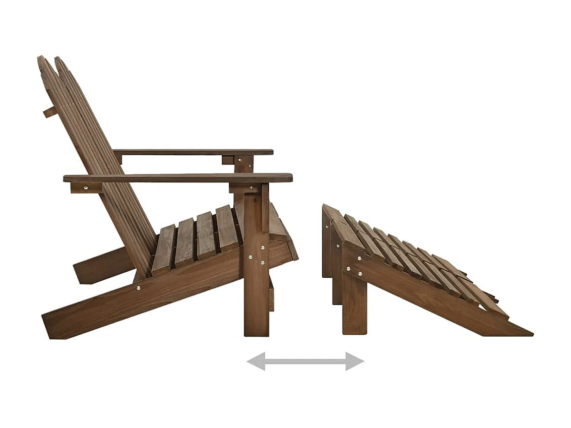 Chaise de jardin Adirondack 2places et repose-pied Sapin Marron