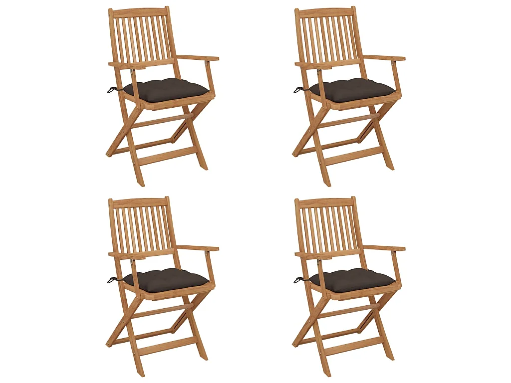 Chaises pliables de jardin 4 pcs avec coussins Bois d'acacia 23