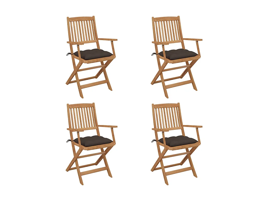 Chaises pliables de jardin 4 pcs avec coussins Bois d'acacia 23