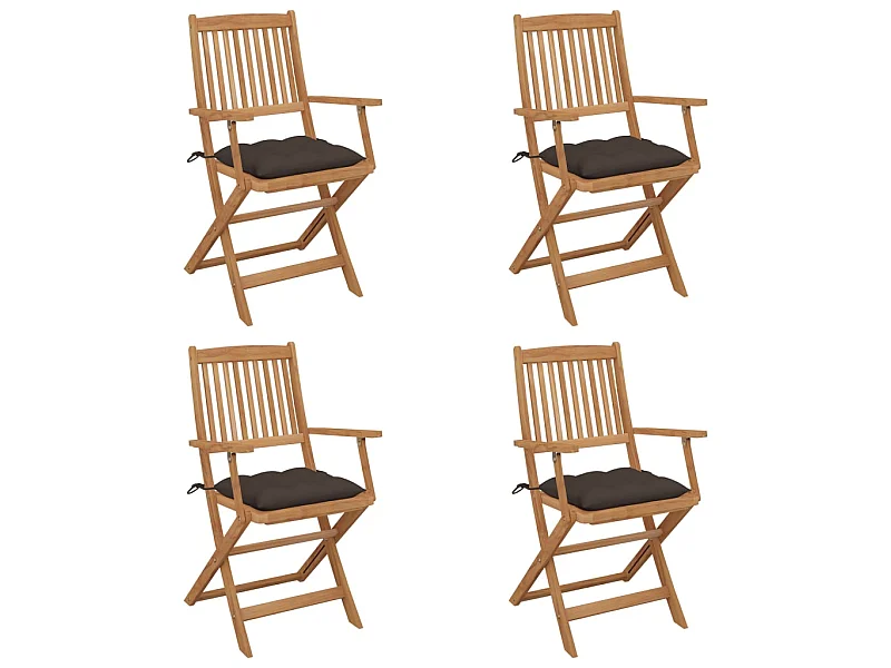 Chaises pliables de jardin 4 pcs avec coussins Bois d'acacia 23