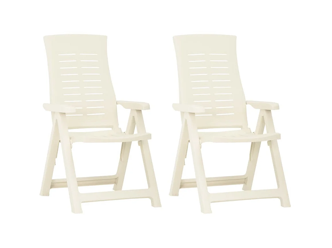Chaises inclinables de jardin 2 pcs Plastique Blanc 5
