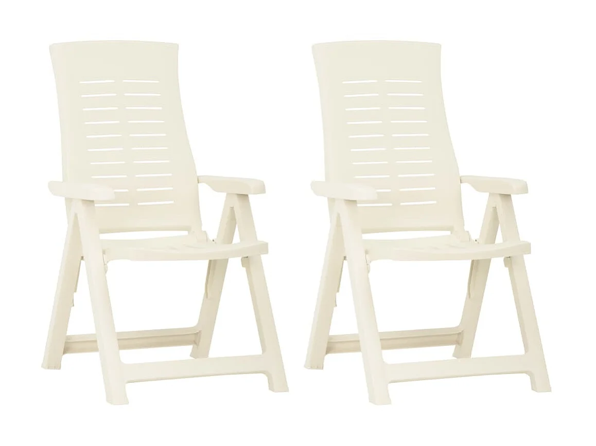 Chaises inclinables de jardin 2 pcs Plastique Blanc 5
