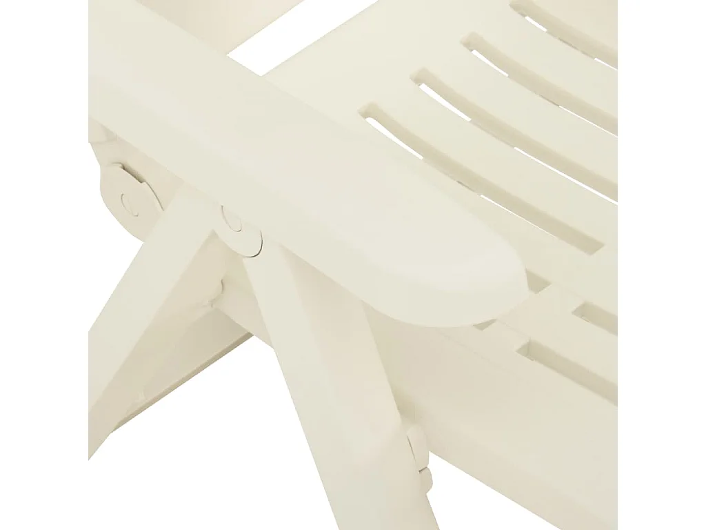 Chaises inclinables de jardin 2 pcs Plastique Blanc 5