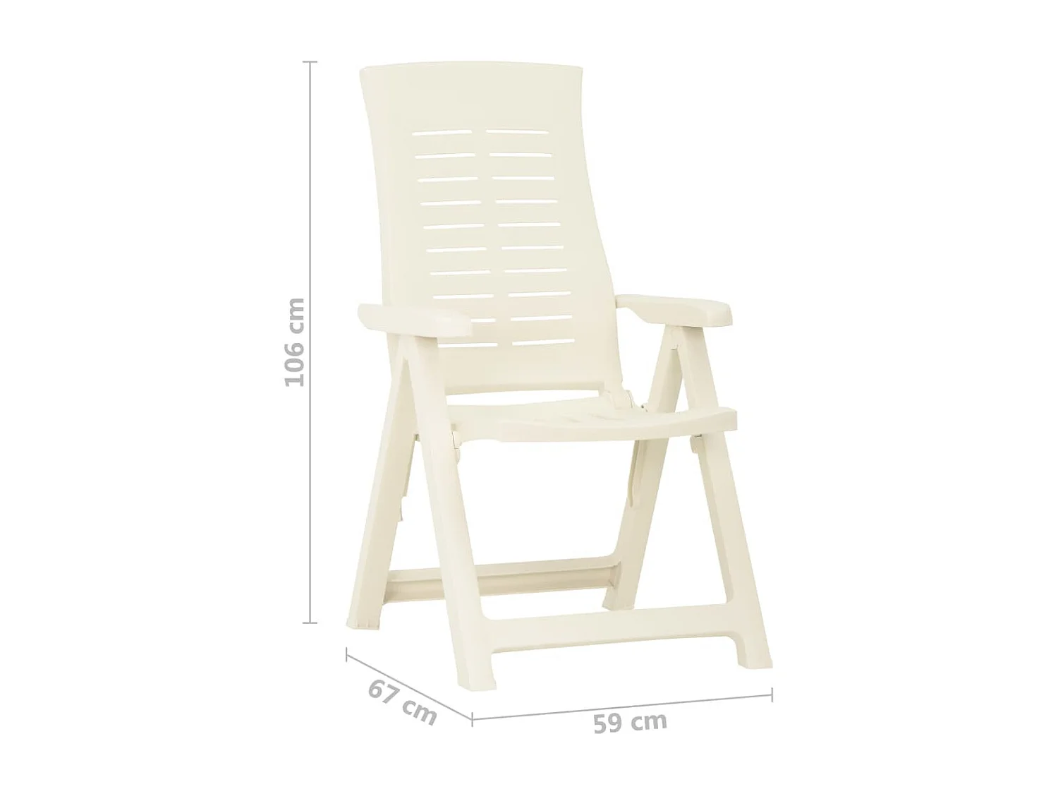Chaises inclinables de jardin 2 pcs Plastique Blanc 5