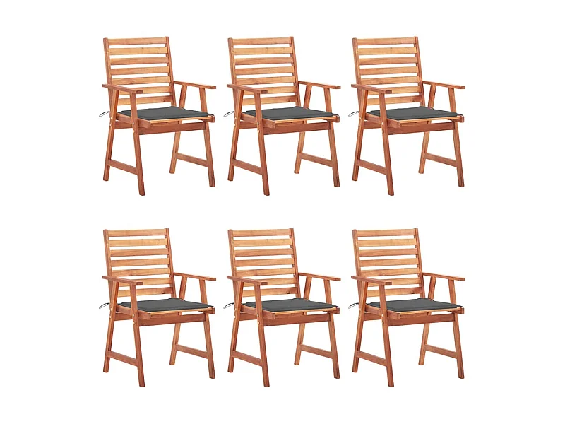 Chaises à dîner d'extérieur 6 pcs avec coussins Acacia massif 12