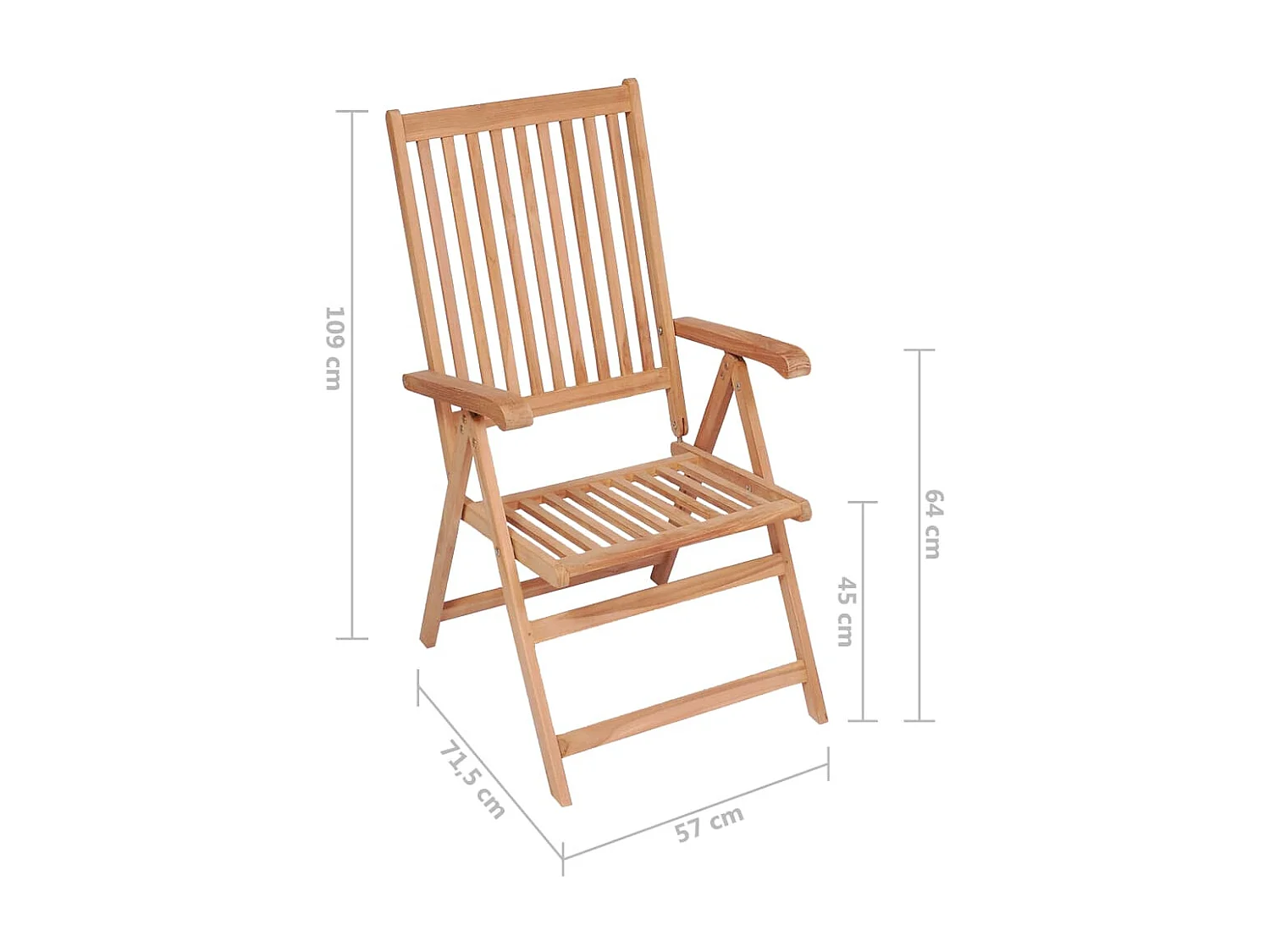 Chaises inclinables de jardin 4 pcs Bois de teck solide