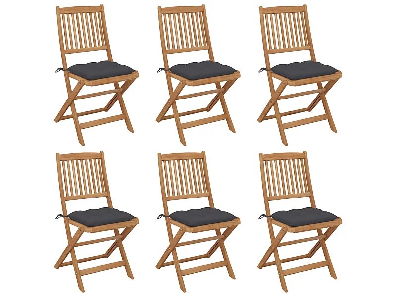 Chaises pliables de jardin 6 pcs avec coussins Bois d'acacia 116