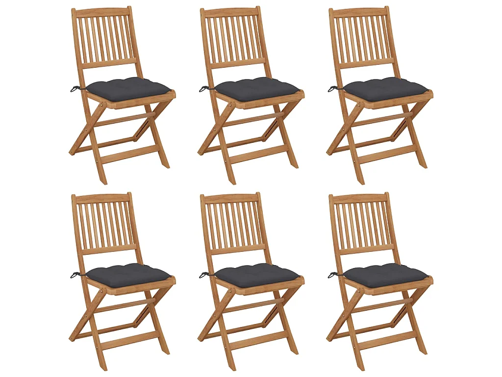 Chaises pliables de jardin 6 pcs avec coussins Bois d'acacia 116