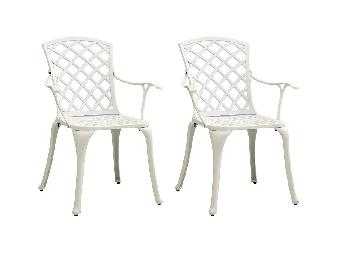Chaises de jardin 2 pcs Aluminium coulé Blanc 2