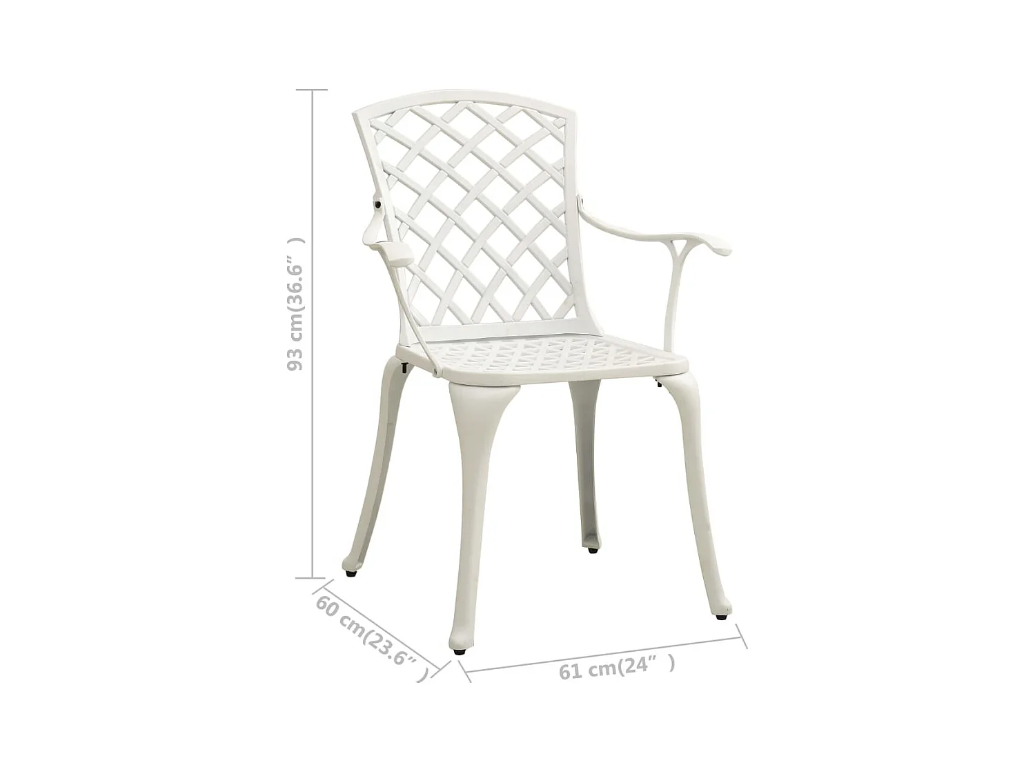 Chaises de jardin 2 pcs Aluminium coulé Blanc 2