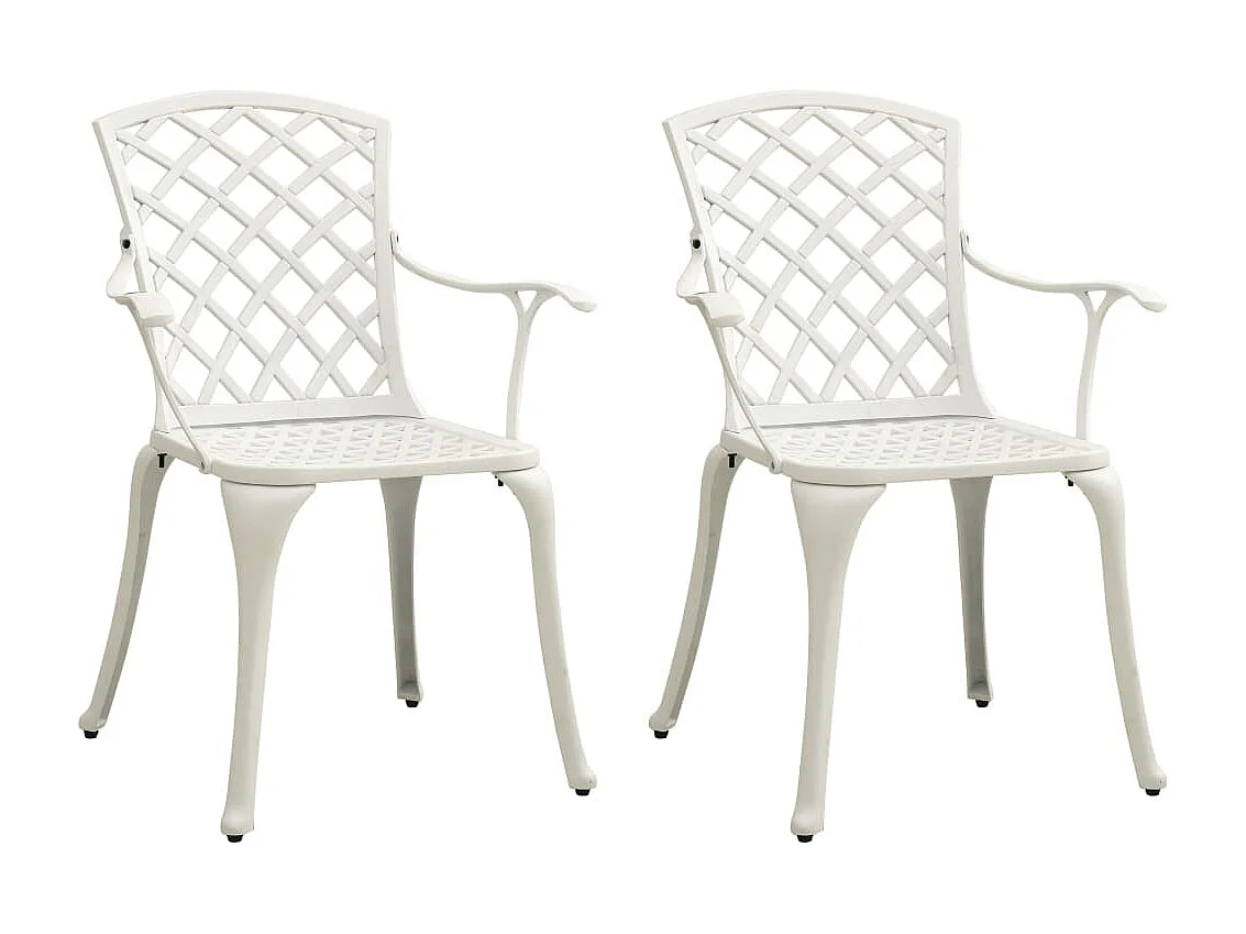 Chaises de jardin 2 pcs Aluminium coulé Blanc 2