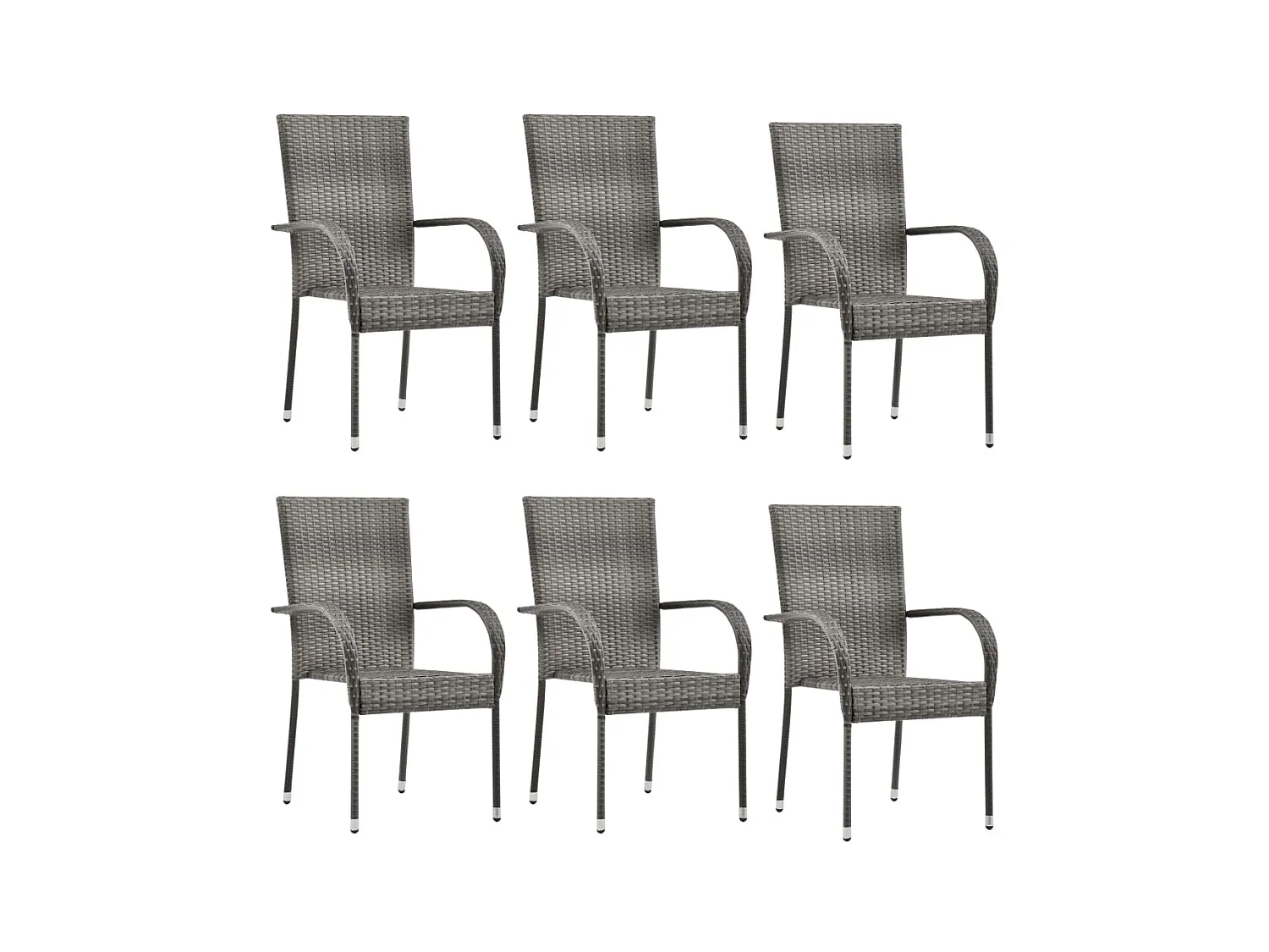 Chaises empilables d'extérieur 6 pcs Gris Résine tressée
