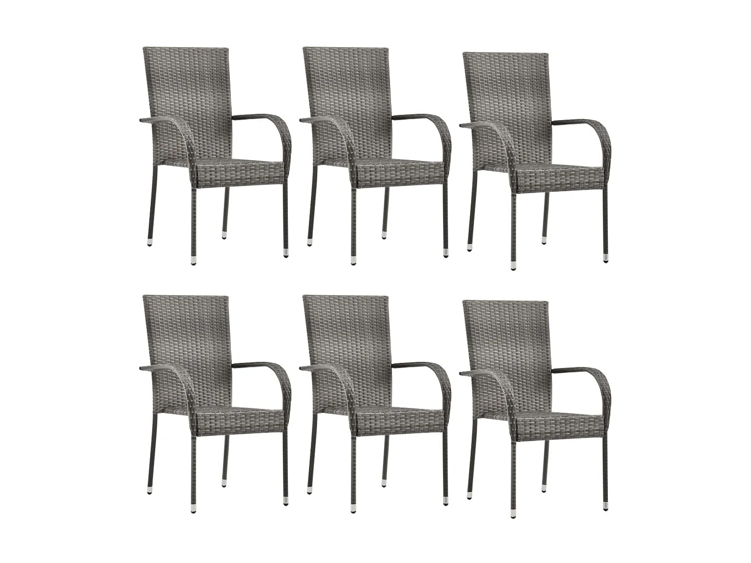 Chaises empilables d'extérieur 6 pcs Gris Résine tressée