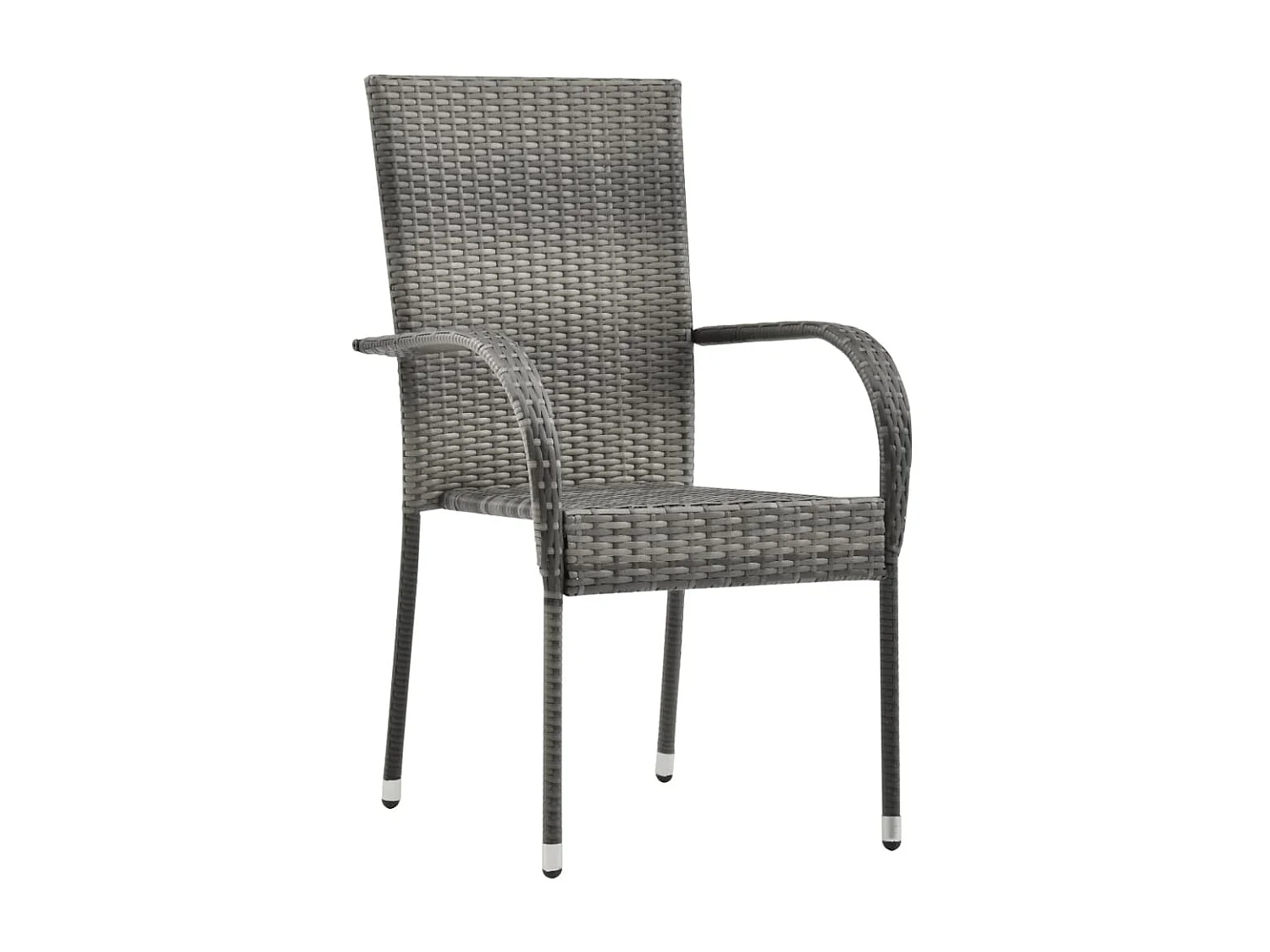 Chaises empilables d'extérieur 6 pcs Gris Résine tressée