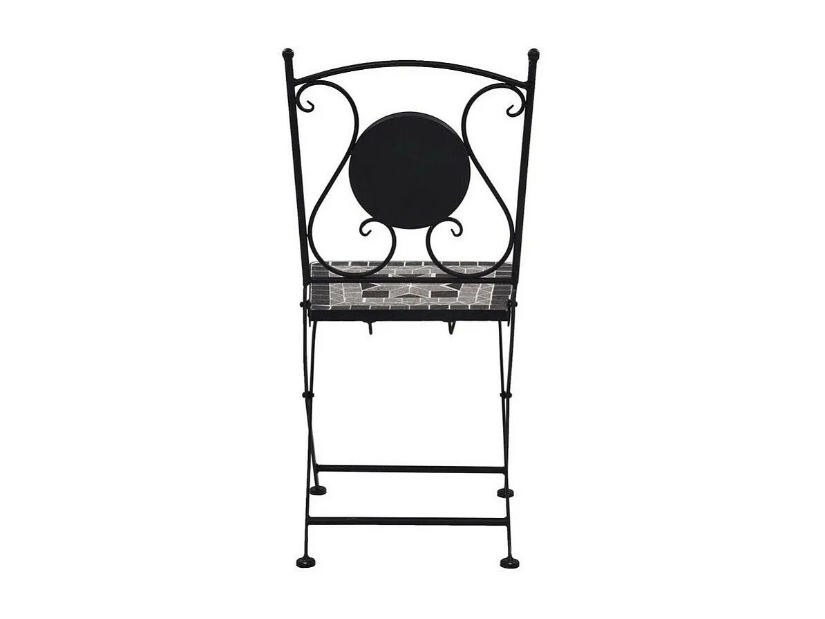 Chaise pliable métal noir et céramique grise Lacie - Lot de 2