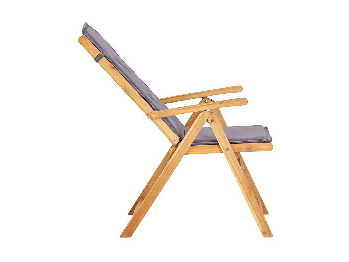 Chaise pliable tissu gris et acacia massif Tulak - Lot de 2