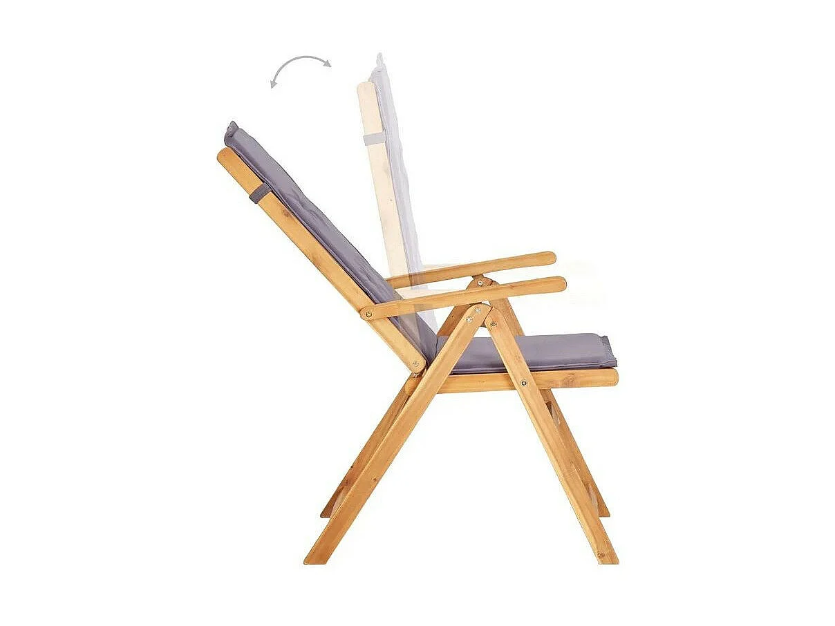 Chaise pliable tissu gris et acacia massif Tulak - Lot de 2