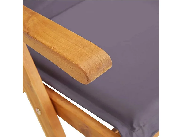 Chaise pliable tissu gris et acacia massif Tulak - Lot de 2