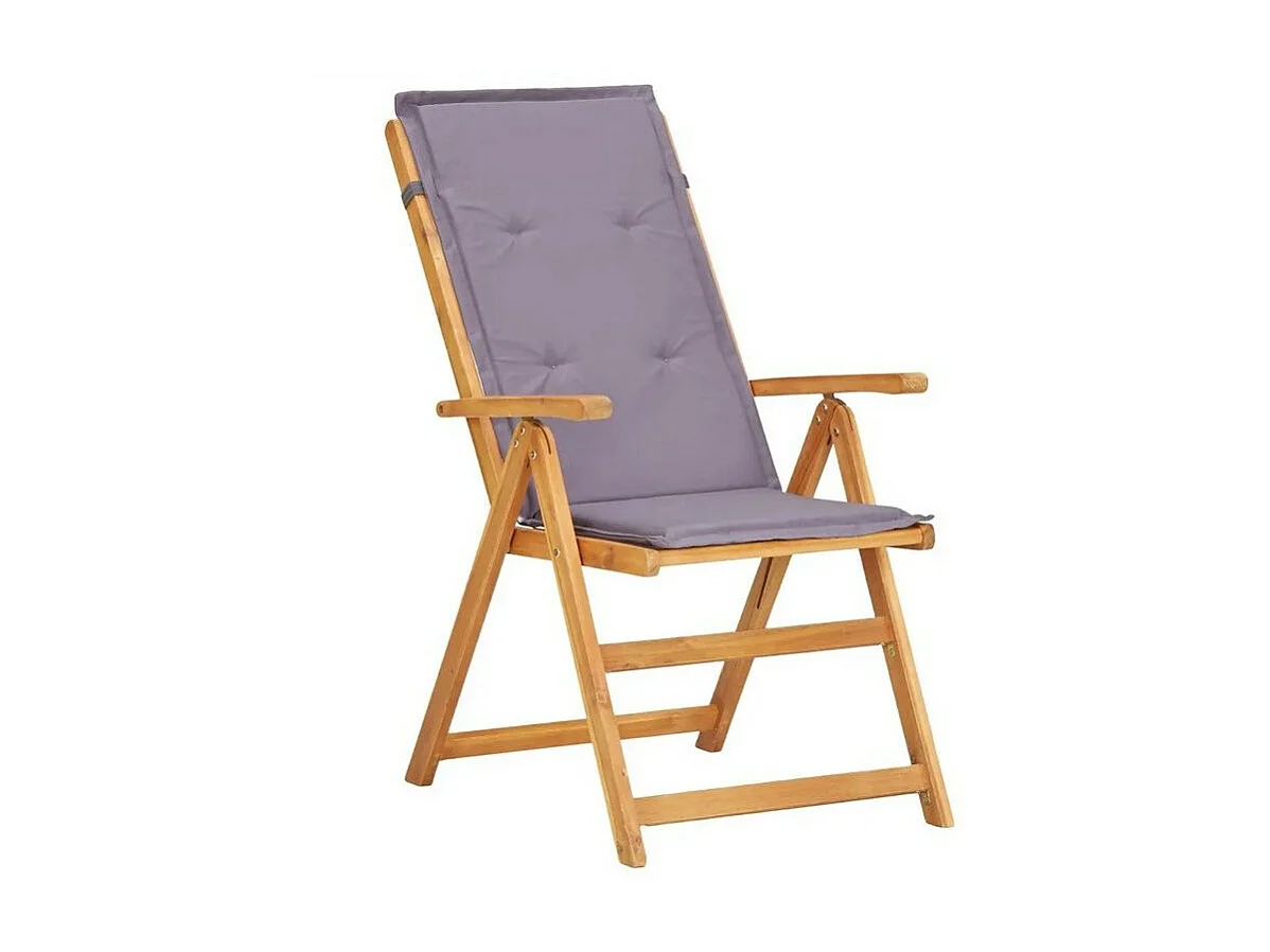 Chaise pliable tissu gris et acacia massif Tulak - Lot de 2