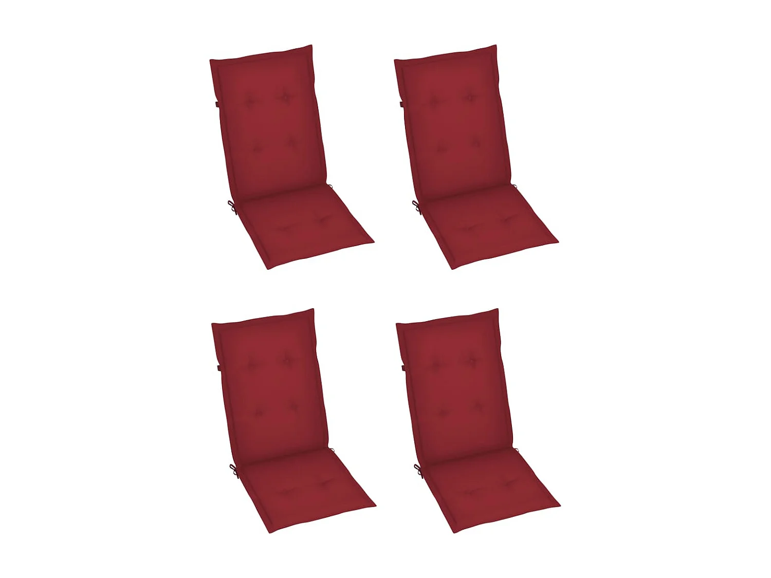 Chaises de jardin 4 pcs avec coussins bordeaux Bois de teck 2