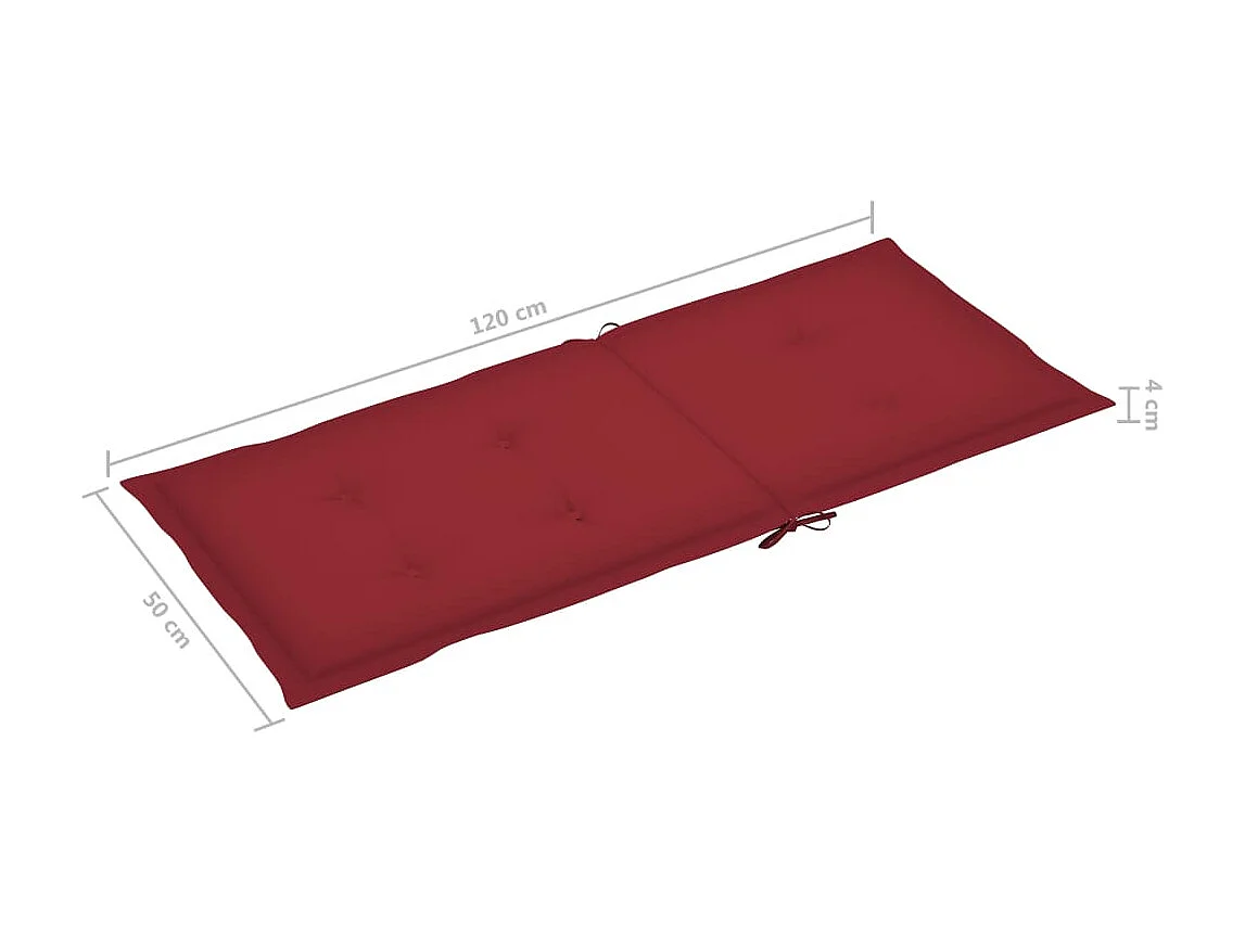 Chaises de jardin 4 pcs avec coussins bordeaux Bois de teck 2