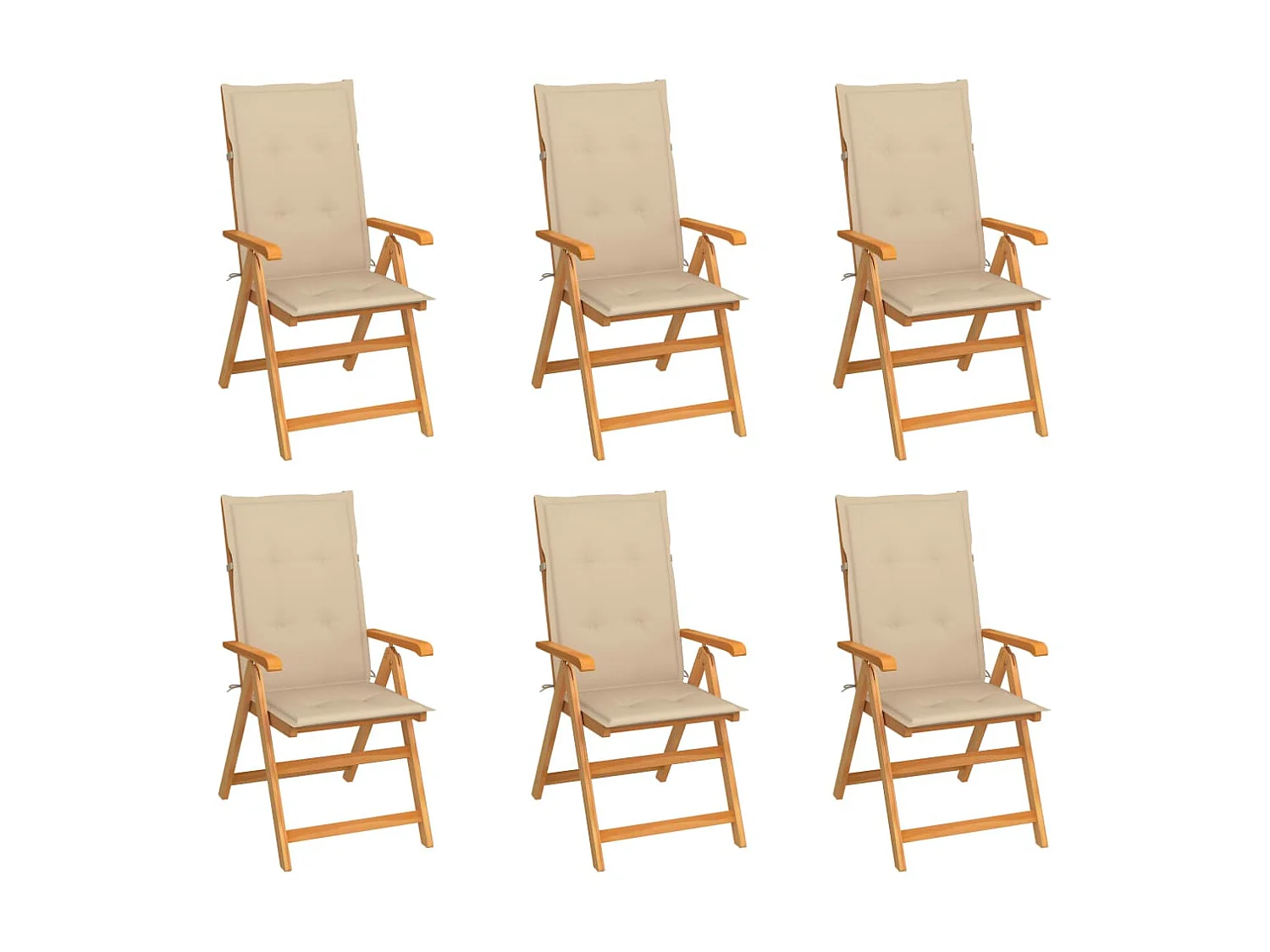 Chaises de jardin 6 pcs avec coussins beige Bois de teck