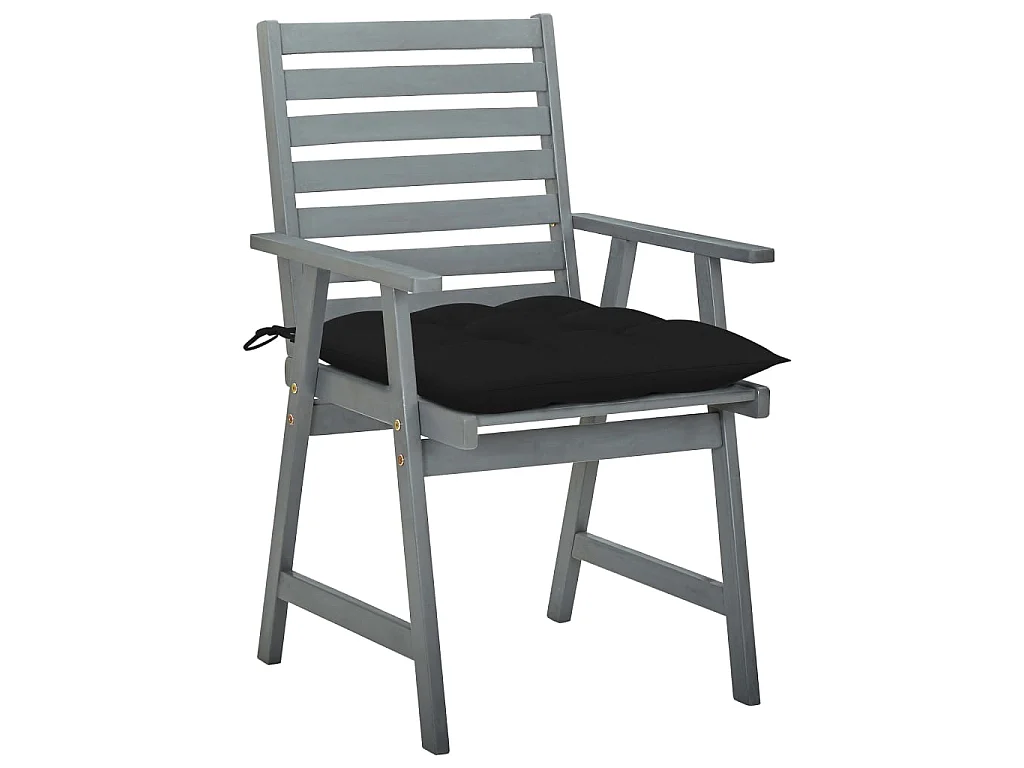 Chaises à dîner d'extérieur 3 pcs avec coussins Acacia massif 4