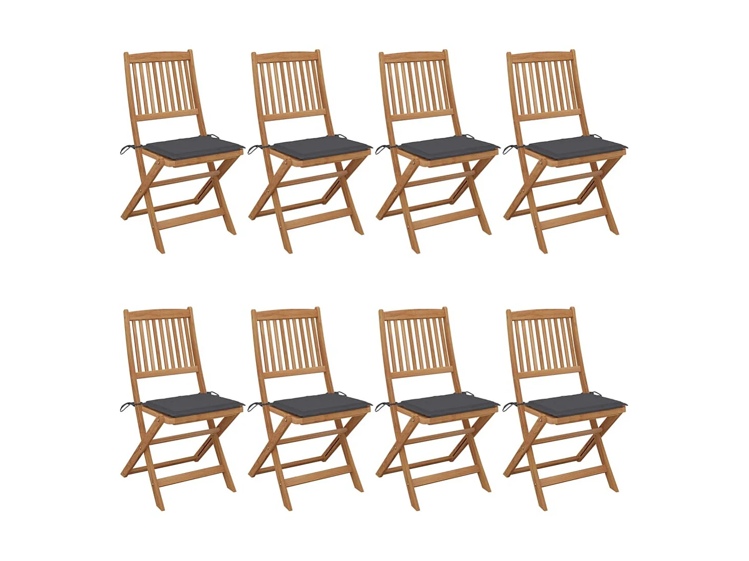 Chaises pliables de jardin 8 pcs avec coussins Bois d'acacia 47