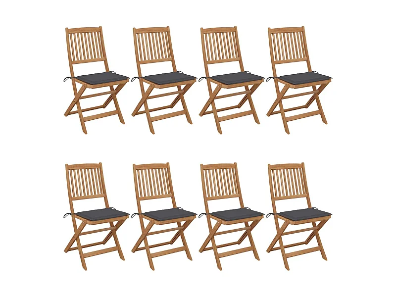 Chaises pliables de jardin 8 pcs avec coussins Bois d'acacia 47