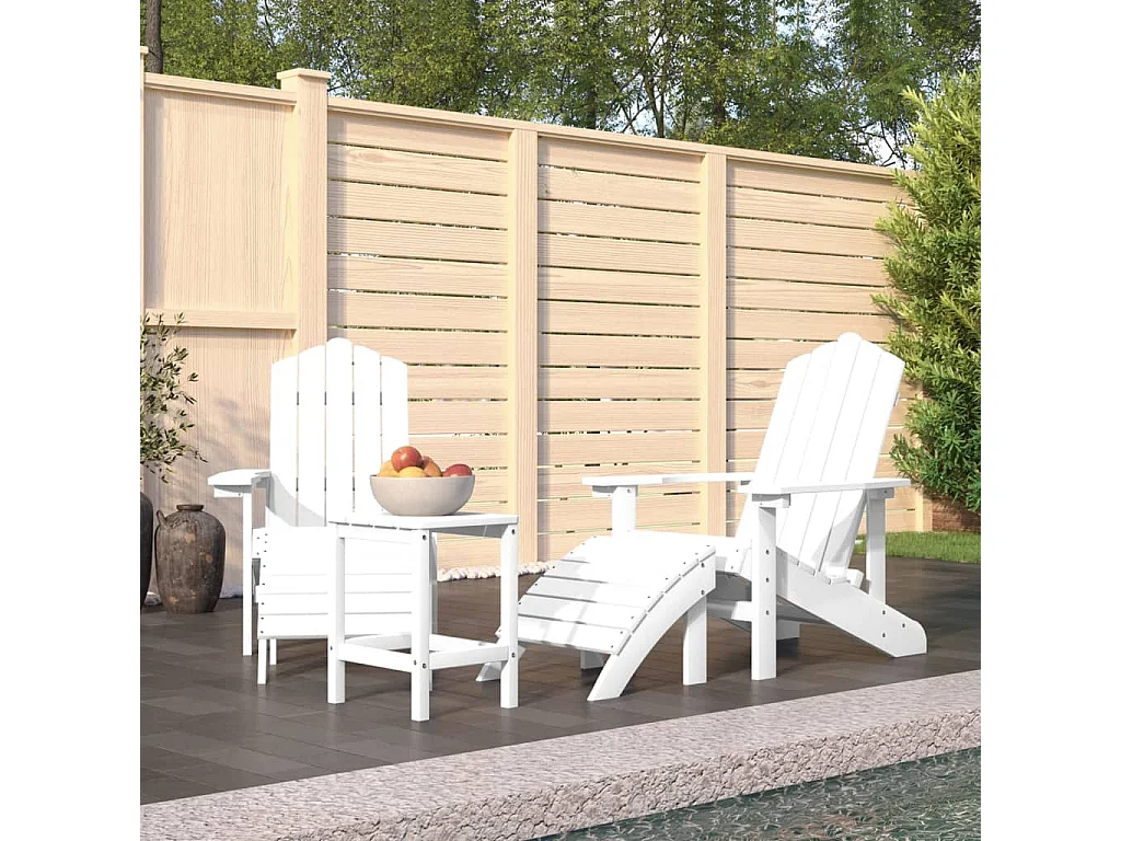 Chaises de jardin Adirondack repose-pied table PEHD Blanc