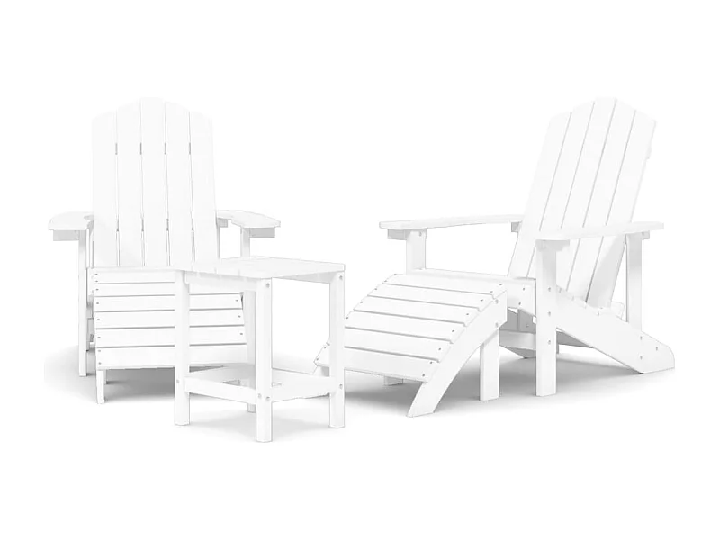 Chaises de jardin Adirondack repose-pied table PEHD Blanc