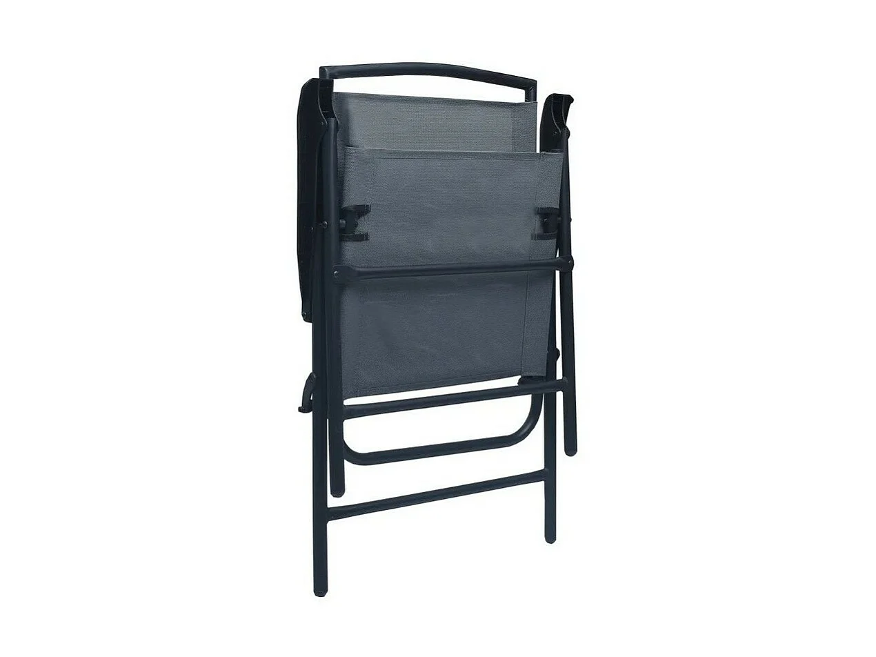 Chaise de jardin textilène gris et métal noir Ariz - Lot de 2