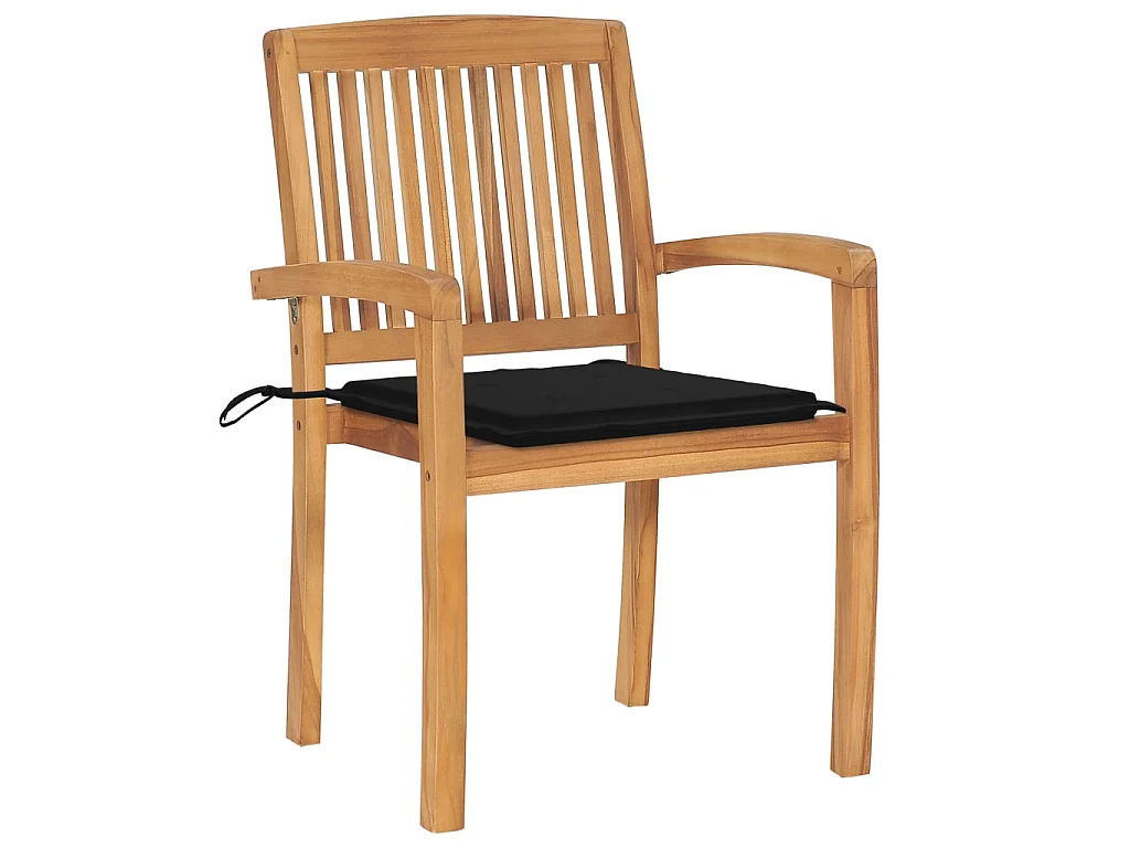 Chaises de jardin empilables avec coussins 6 pcs Teck solide 56