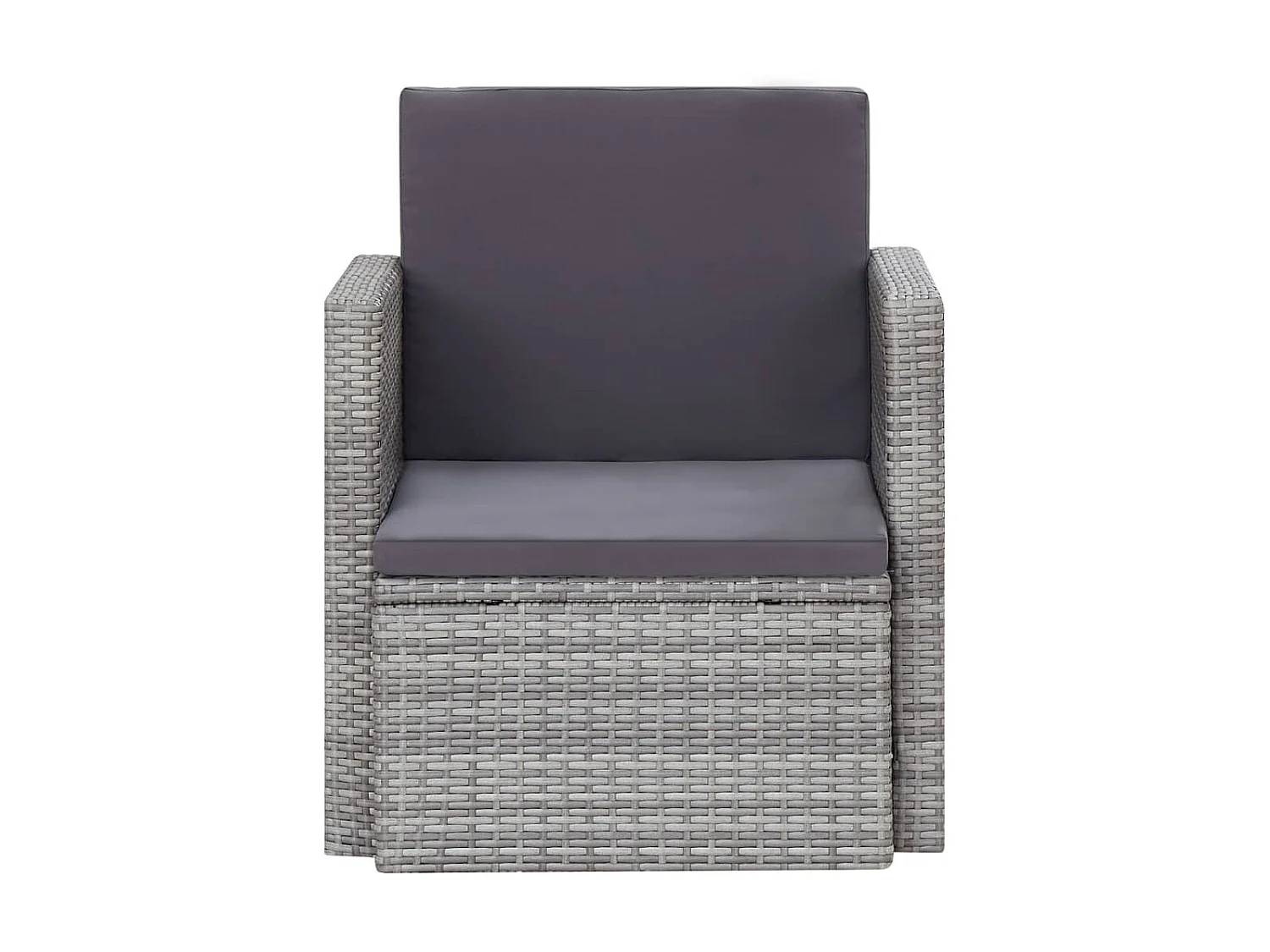 Chaise de jardin avec coussins Résine tressée Gris