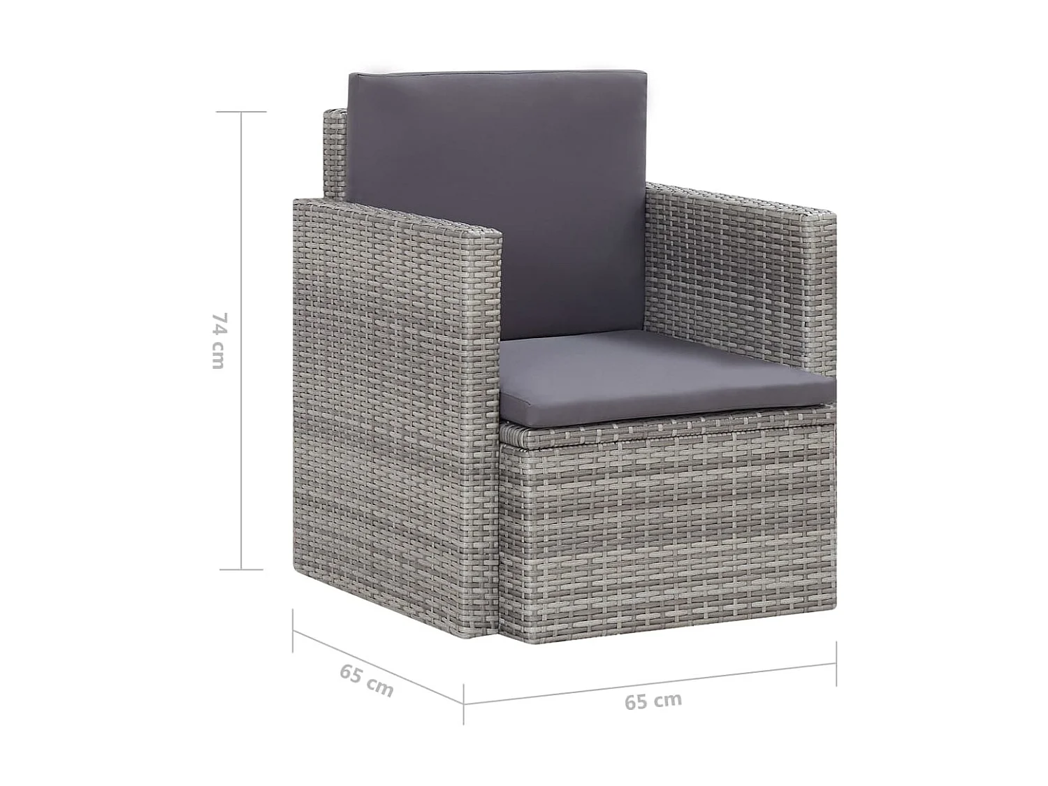 Chaise de jardin avec coussins Résine tressée Gris