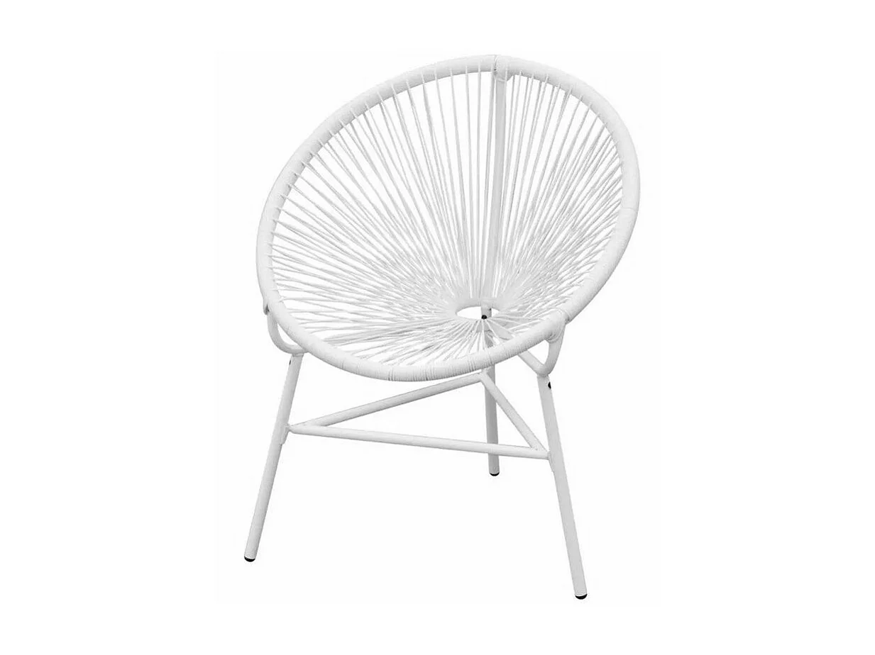 Chaise de jardin resine tressée et métal blanc Roela